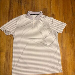 Nike Men's Polo Shirt - Light Purple/Lavender Stripes